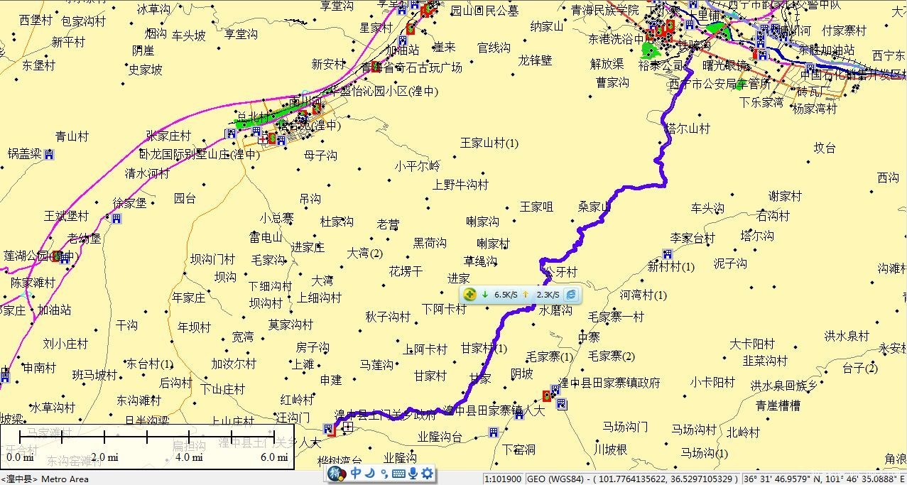 湟中县土门关乡至西宁城东经济开发区徒步地理信息
